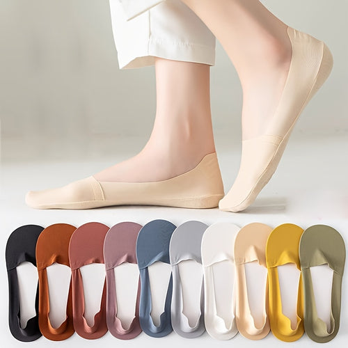 5 Pairs of Ice Stockings Boat Socks Summer Thin Sole Socks Shallow Mouth Invisible Socks Non-Slip with Ins Tide Arbitrary Cut Spring And Autumn