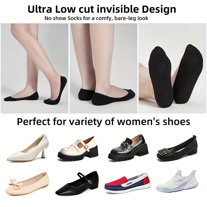 Eight Pairs of Lightweight, Breathable Boat Socks Featuring a Shallow Mouth Design with Silicone Anti-Slip And Non-Falling Heel. These Invisible Socks Are Designed to Be Breathable, Moisture-Wicking, Soft, Comfortable, And Versatile